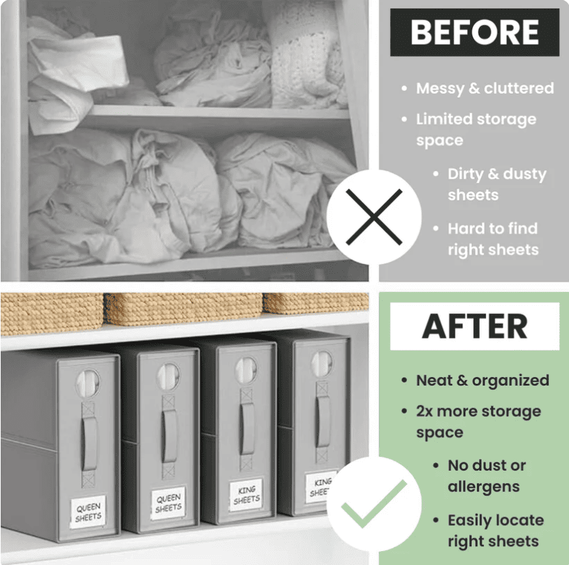 Bed Sheet Organizers (4 Pack) – Declutter Your Bedroom