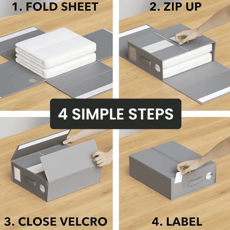 Bed Sheet Organizers (4 Pack) – Declutter Your Bedroom