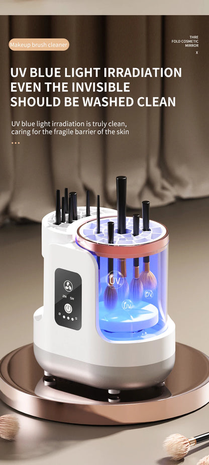 USB Electric Makeup Brush Cleaner 3-in-1 with Automatic Quick-Drying Support Device