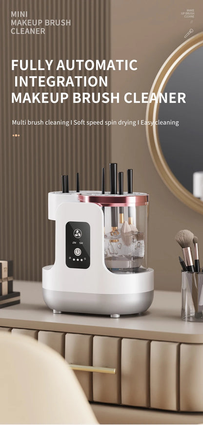 USB Electric Makeup Brush Cleaner 3-in-1 with Automatic Quick-Drying Support Device