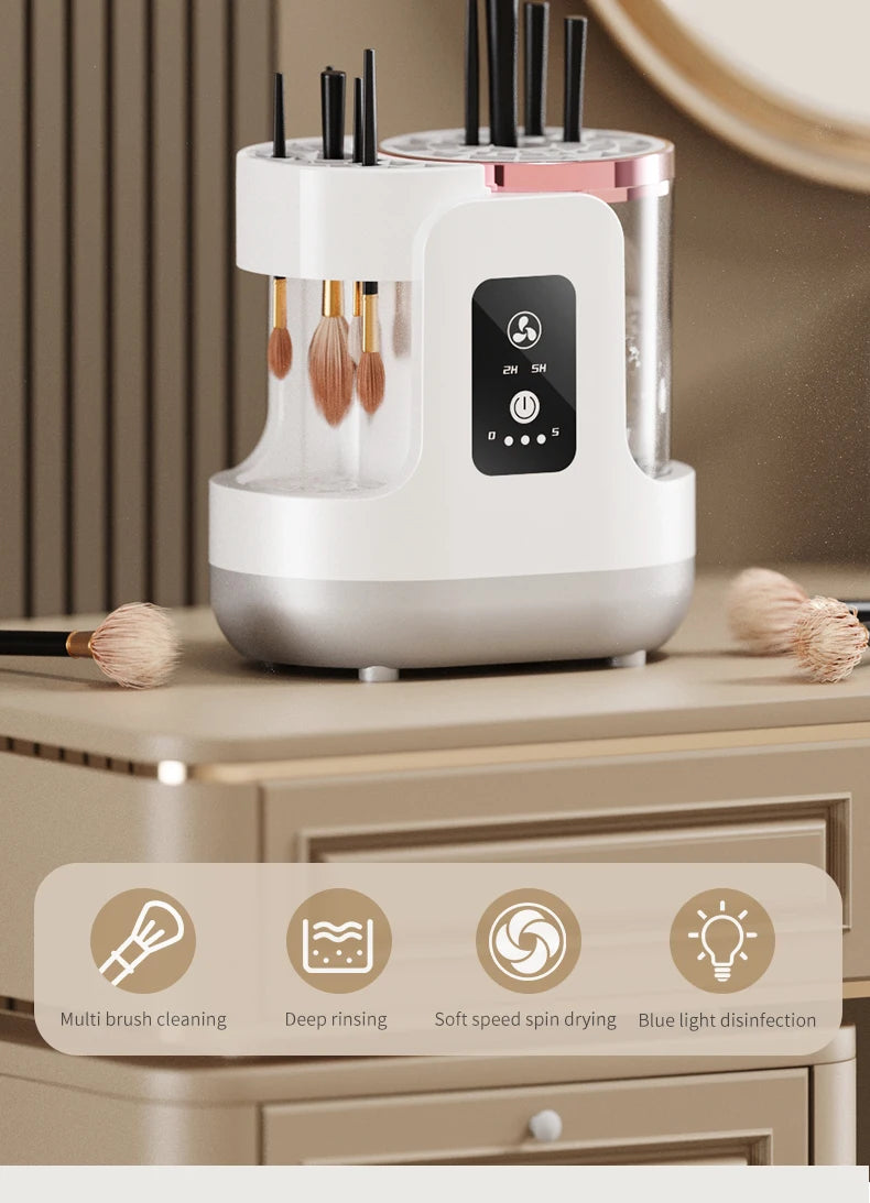 USB Electric Makeup Brush Cleaner 3-in-1 with Automatic Quick-Drying Support Device
