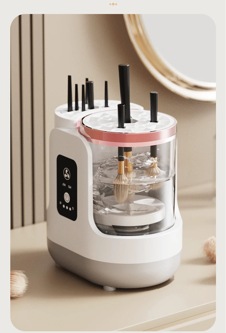 USB Electric Makeup Brush Cleaner 3-in-1 with Automatic Quick-Drying Support Device
