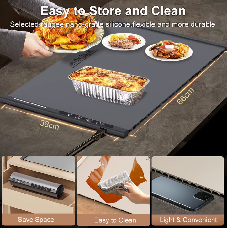 Electric Food Warmer Mat Silicone Foldable Food Warming Heater For Coffee Food Plate Warming