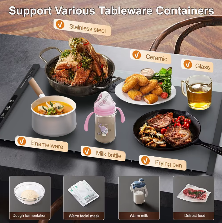 Electric Food Warmer Mat Silicone Foldable Food Warming Heater For Coffee Food Plate Warming