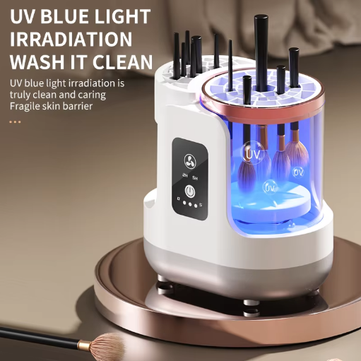 USB Electric Makeup Brush Cleaner 3-in-1 with Automatic Quick-Drying Support Device