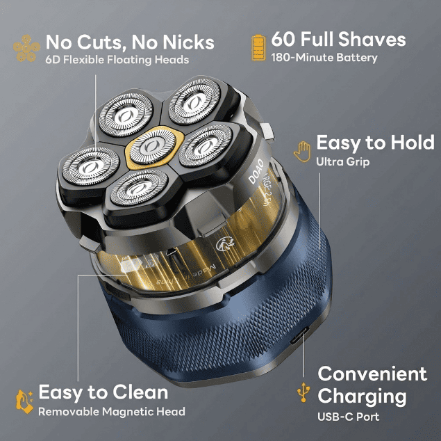 SmoothGlider 6D: Professional Skull & Head Shaver (Magnetic)