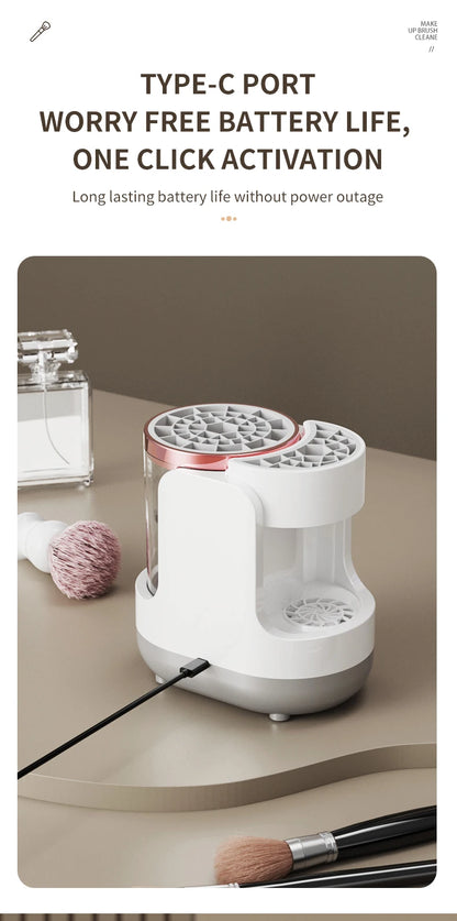 USB Electric Makeup Brush Cleaner 3-in-1 with Automatic Quick-Drying Support Device