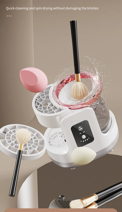 USB Electric Makeup Brush Cleaner 3-in-1 with Automatic Quick-Drying Support Device
