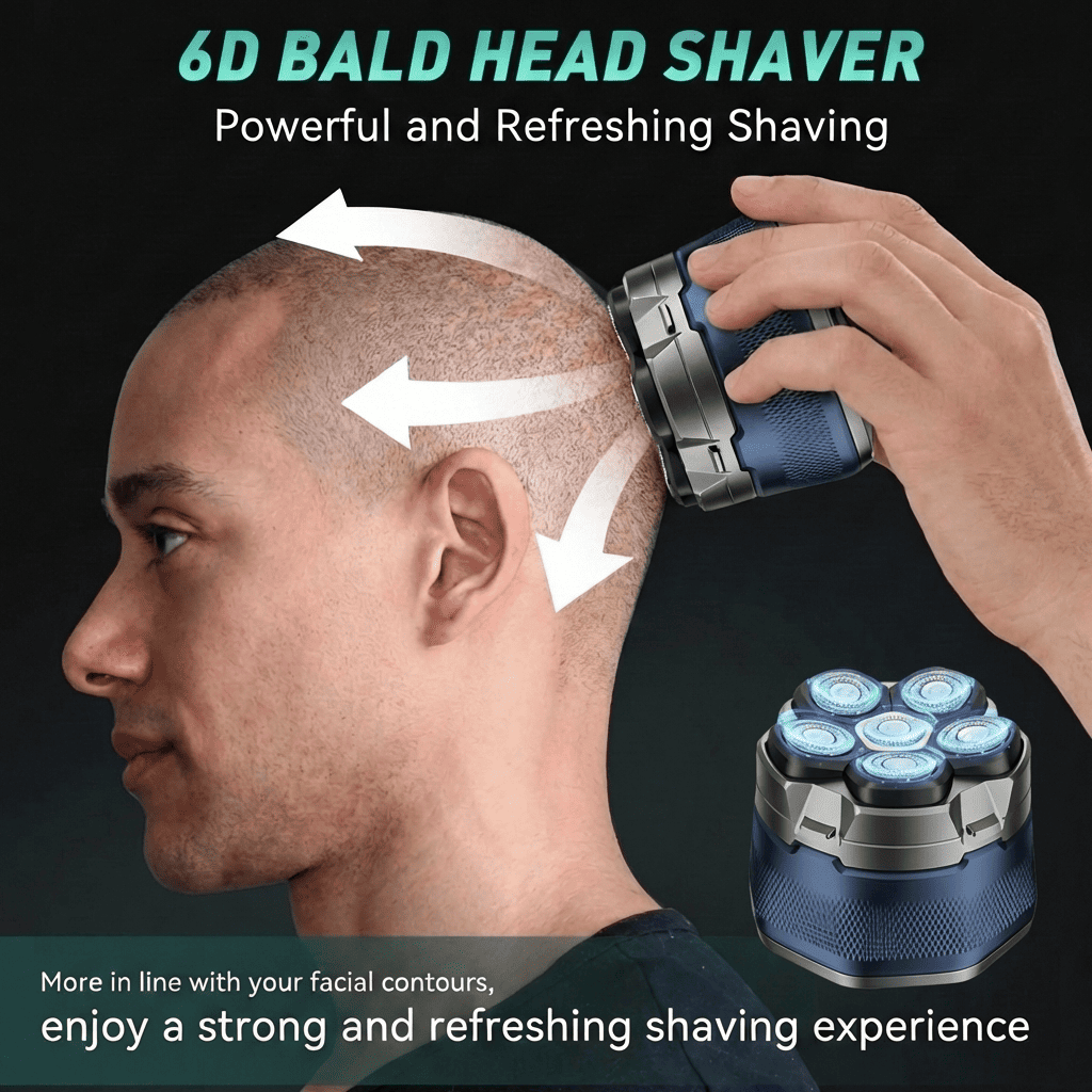 SmoothGlider 6D: Professional Skull & Head Shaver (Magnetic)