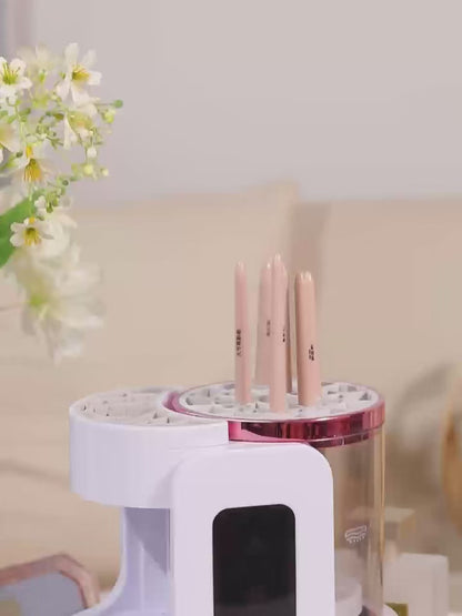 USB Electric Makeup Brush Cleaner 3-in-1 with Automatic Quick-Drying Support Device